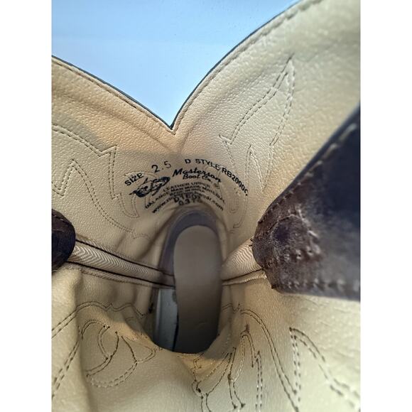 Masterson Boot Co Brown Leather Cowboy Boots Youth Size 2.5 D Style RB2000C - Picture 8 of 8